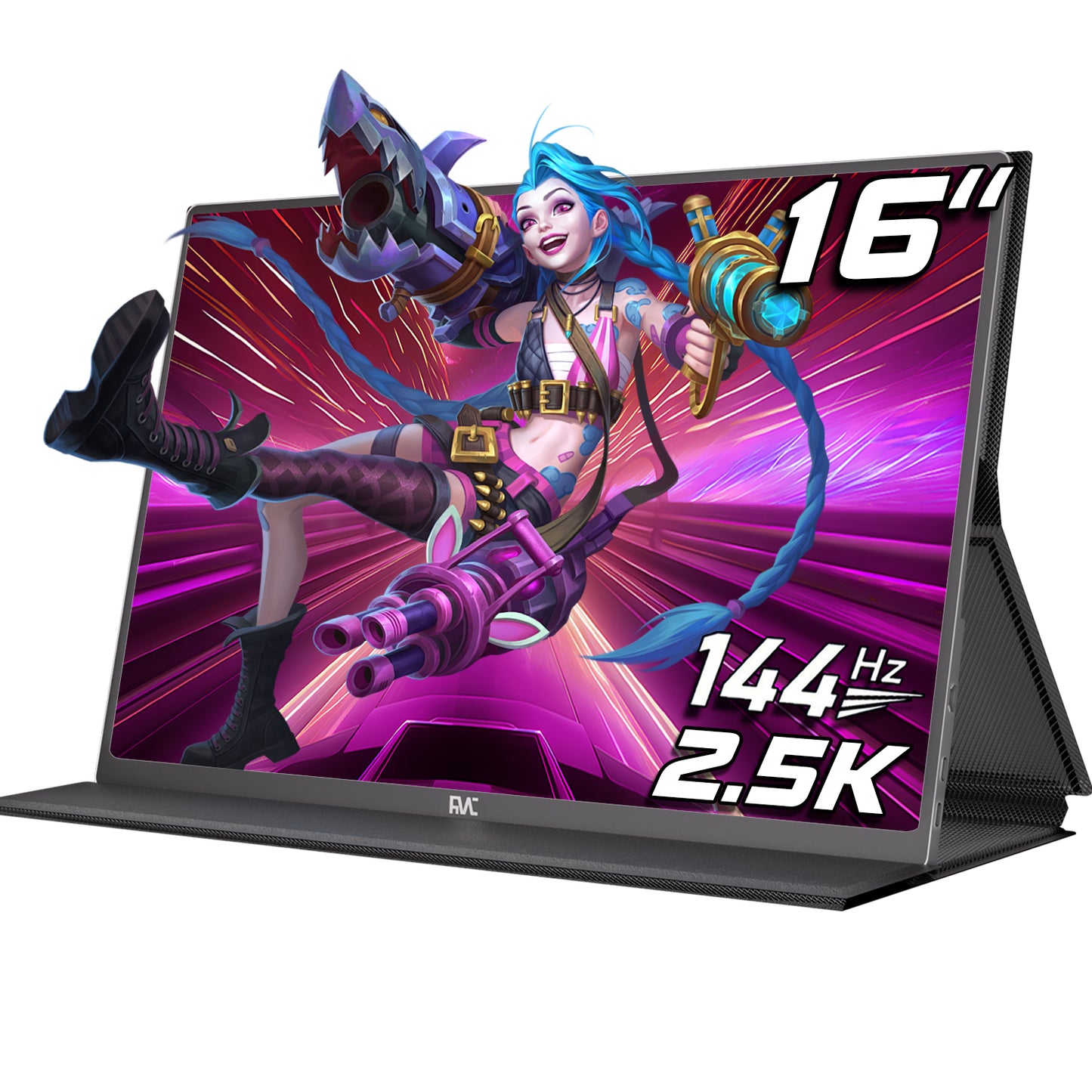 16" 2.5K Portable Monitor for Laptop 144hz QHD Flicker-Free Small Monitor USB-C, HDMI Portable Screen for Laptop Compatible with Windows, MacBook, Phone, Switch, Xbox & PS4/5 Portable Gaming Monitor