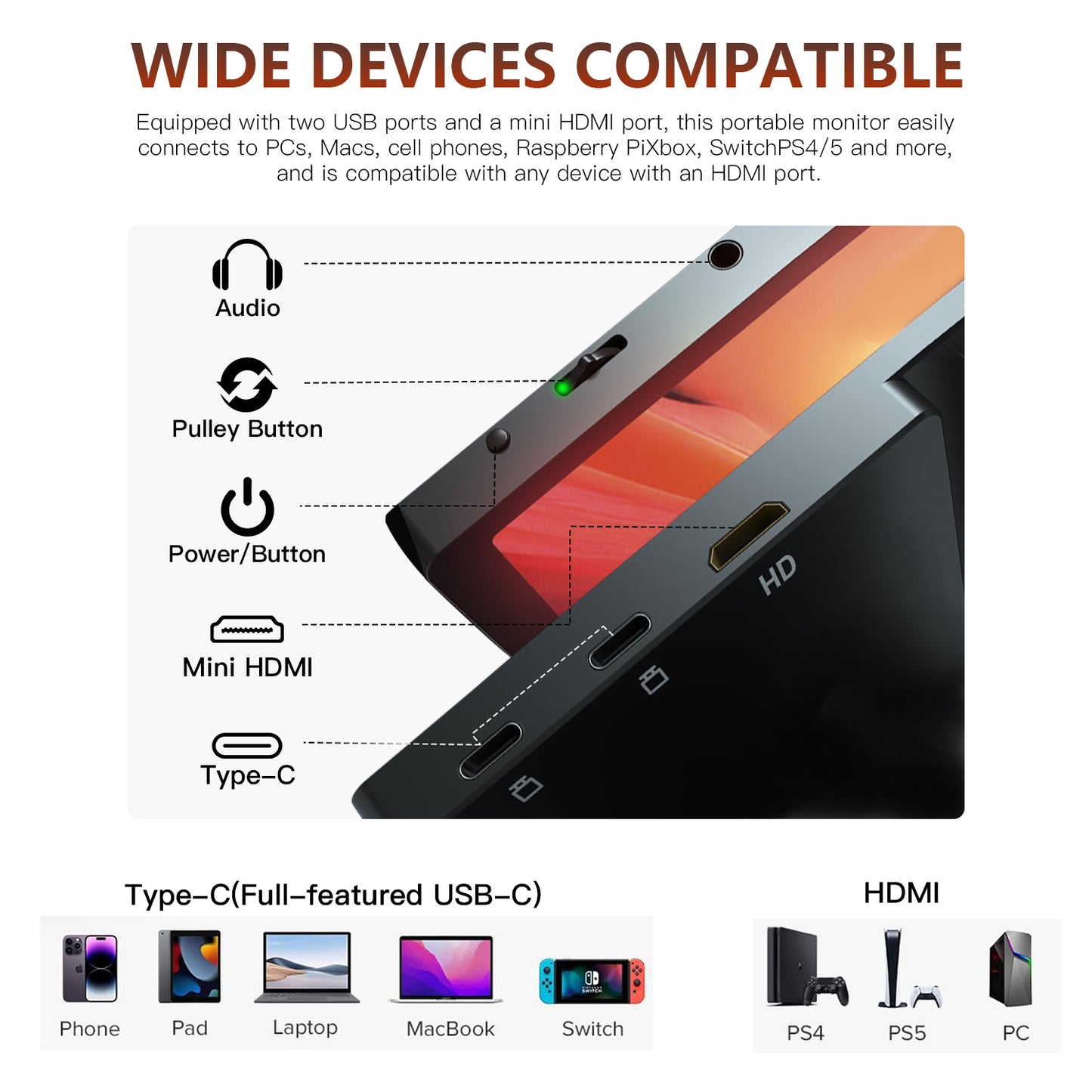 16" 2.5K Portable Monitor for Laptop 144hz QHD Flicker-Free Small Monitor USB-C, HDMI Portable Screen for Laptop Compatible with Windows, MacBook, Phone, Switch, Xbox & PS4/5 Portable Gaming Monitor