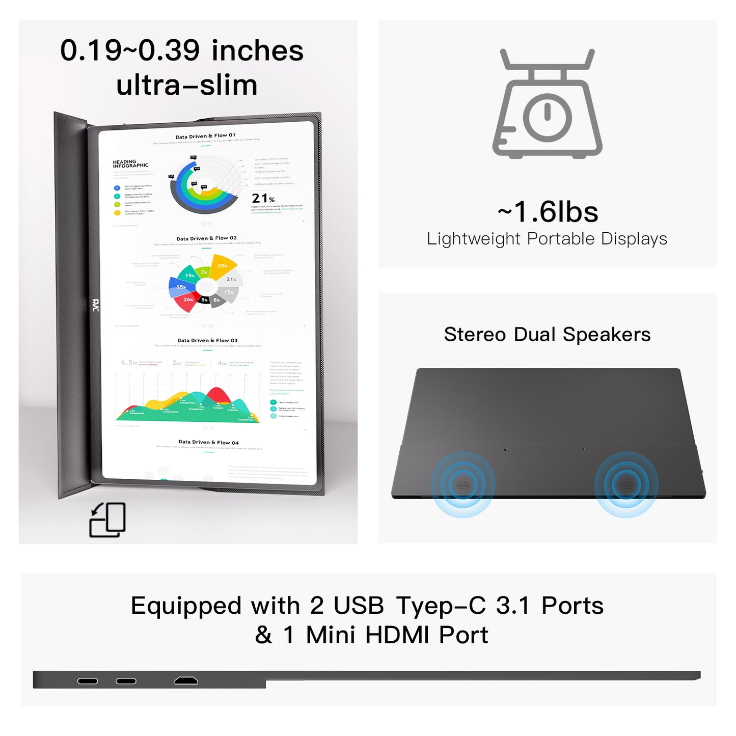 16" 2.5K Portable Monitor for Laptop 144hz QHD Flicker-Free Small Monitor USB-C, HDMI Portable Screen for Laptop Compatible with Windows, MacBook, Phone, Switch, Xbox & PS4/5 Portable Gaming Monitor