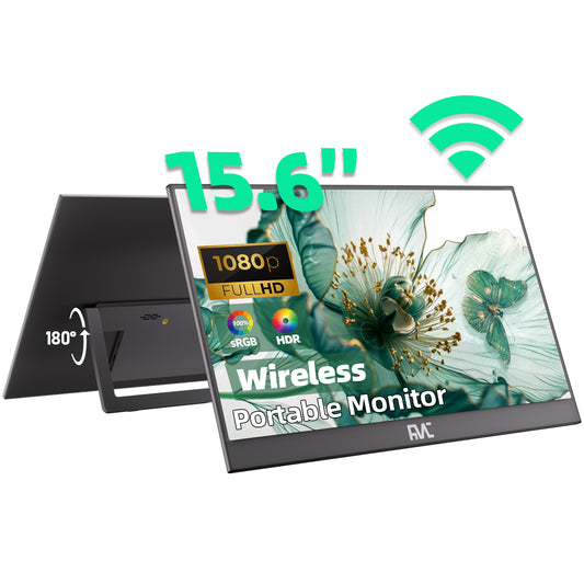 Wireless Portable Monitor For Laptop 15.6-Inch – Ultra Slim FHD With New Wireless Display Technology - 180°Adjustable, Wifi Monitor, Ideal for Laptops, Mobile, Switch, PS5 Gaming Monitor