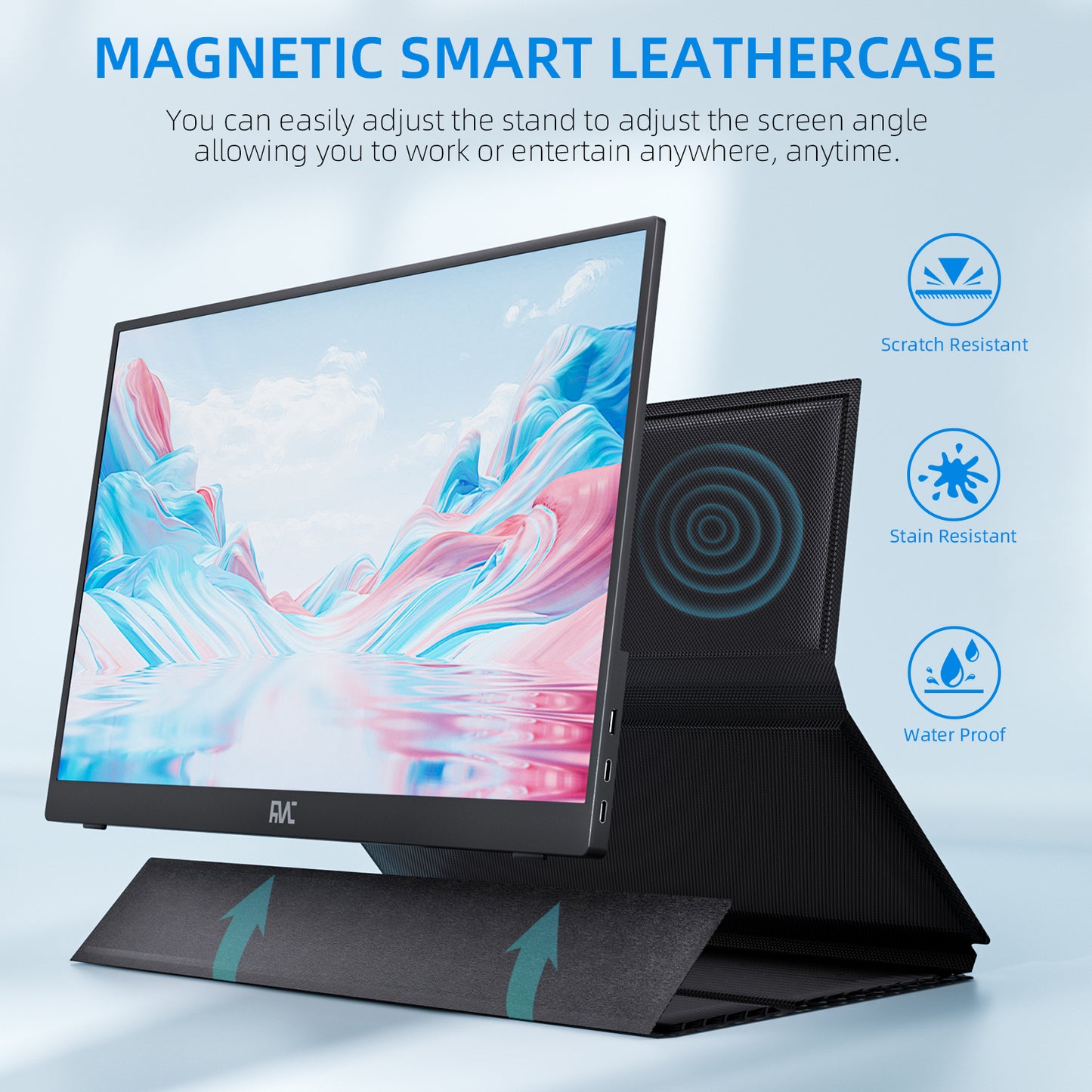 FMC 15.6 Inch 1080P FHD Portable Monitor Ultra Slim Travel Monitor USB-C HDMI with Cover & Cables for Laptop PC MAC PS Xbox Switch Screen Extender