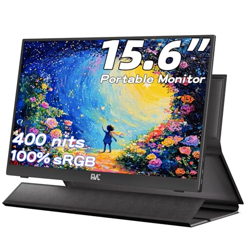 FMC 15.6 Inch 1080P FHD Portable Monitor Ultra Slim Travel Monitor USB-C HDMI with Cover & Cables for Laptop PC MAC PS Xbox Switch Screen Extender